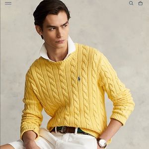 Polo by Ralph Lauren cable knit sweater, 100% Pima cotton, light yellow color